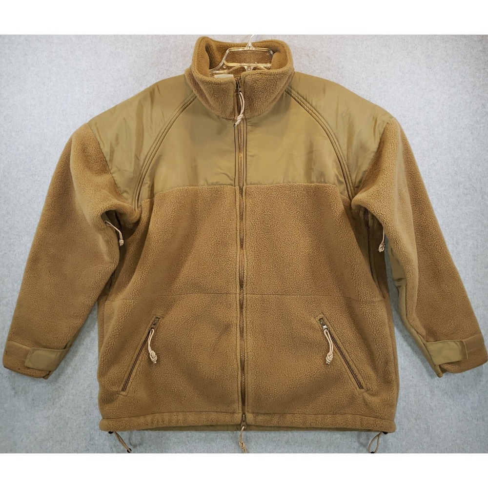 Peckham DSCP US Military Cold Weather Fleece Jacket Mens Khaki Sz L Full Zip